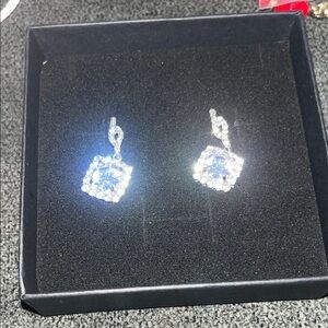 Elegant Silver and Blue Drop Earrings